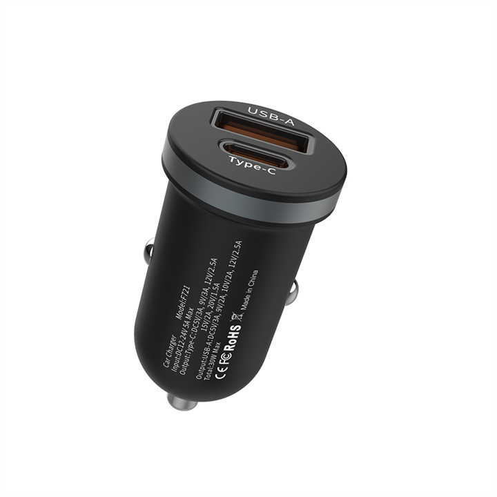 30W Mini USB Car Charger QC3.0 PD Fast Charging Type C/ A
